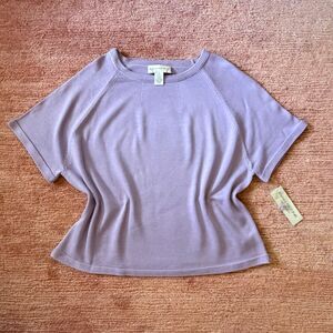 NWT Evan Picone Woman Lavender Knit Short Sleeve Top Pullover Stretch 2X